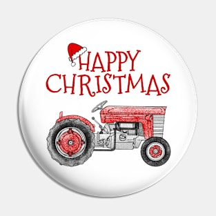 Vintage Tractor Christmas Farmer Farming Pin