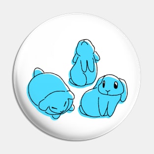 Three Blue Bunnies Pin