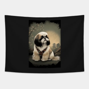 Super Cute Shih Tzu Portrait - Japanese style Tapestry