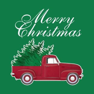 Vintage Red Truck Christmas Tree T-Shirt