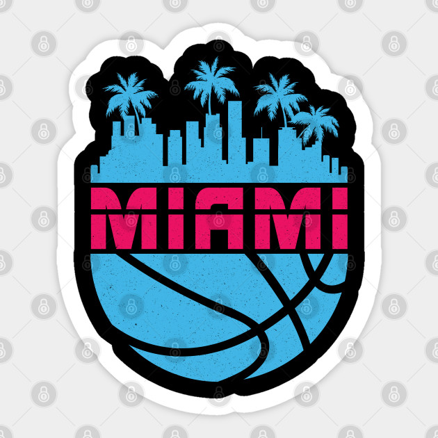 Miami Vice Cityscape Basketball Miami Heat Sticker Teepublic