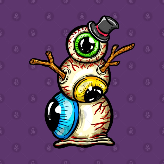 Eyeball Snowman Freaky Weird Art Eyes Illustration Cartoon by Squeeb Creative