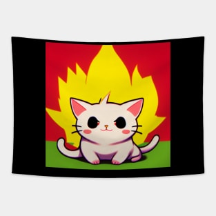 Serious Super Saiyan Neko Cat Tapestry