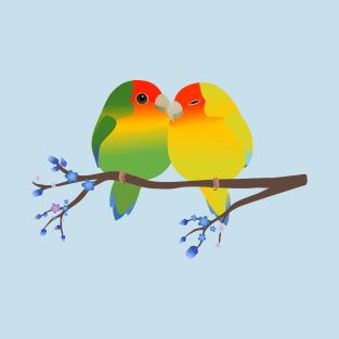 Two cute egg shaped peach faced lovebirds T-Shirt