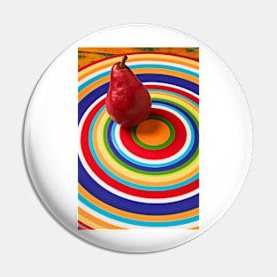 Red Pear On Circles Plate Pin