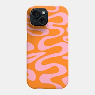 Swirly, Liquid Line Pattern in Pink and Orange Phone Case