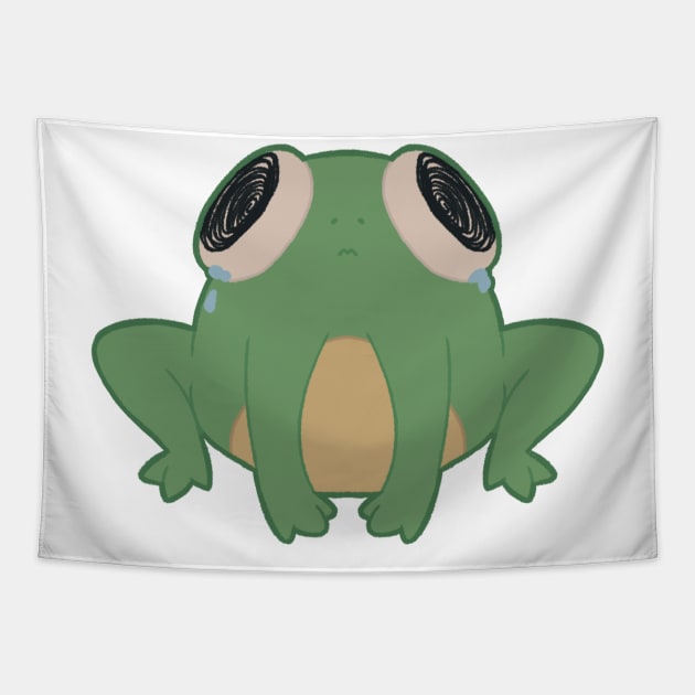 Sad frog Tapestry by Pastel Kuroneko