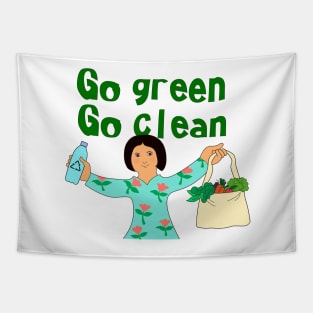 Eco friendly consumer. Go green go clean concept. Tapestry