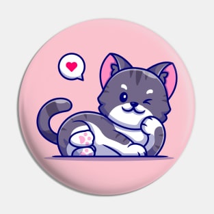 Cute Cat Lay Cartoon Pin