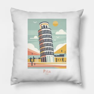 Leaning Tower of Pisa Pastel Panorama Pillow