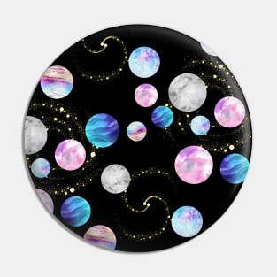 Outer space pattern: Planets, nebulae, and stars (watercolor and gold) Pin