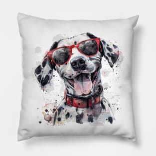 Colorful Dalmation with Sunglasses Pillow