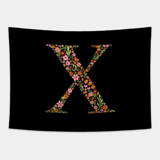 Retro Floral Letter X Tapestry