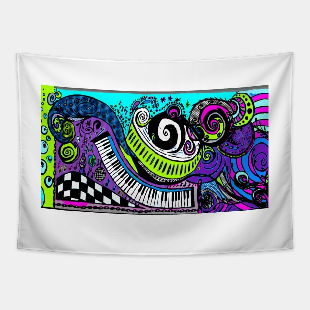 Psychedelic Art -Trippy Hippie Neon Tapestry by aadventures