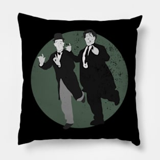 Grunge Urban Laurel and Hardy - Sage Green Pillow