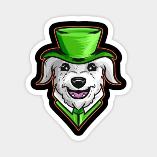 Irish Wolfhound With Green Hat Neckerchief St Patricks Day Magnet