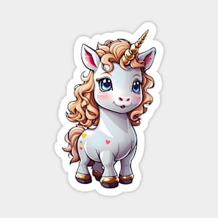 Cute Unicorn with Golden Hooves and Curly Mane Magnet