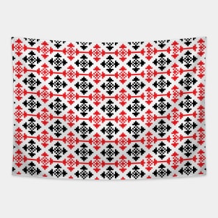 Red - Black Traditional Romanian Pattern Tapestry