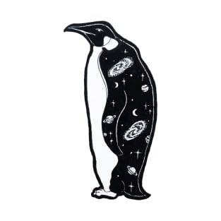 Penguin with Galactic Coat Illustration T-Shirt