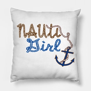 Nauti Girl Womens Boat Shirt Pillow