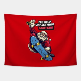 Merry Christmas Skaters Santa Claus Tapestry