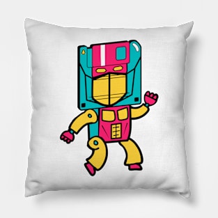 Floppy Disk Prime Robot Retro Style Pillow