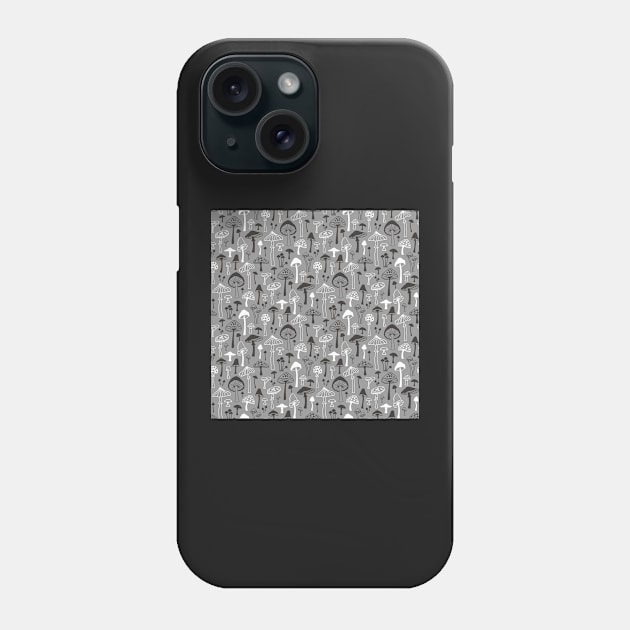 Mushrooms in Grey Phone Case by CajaDesign