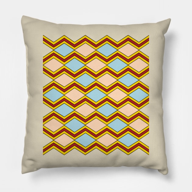 Zigzags and Diamonds Abstract Art Pillow by AzureLionProductions