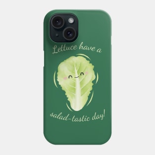 Lettuce Have A Salad-Tastic Day Cute Watercolor Lettuce Leaf Phone Case