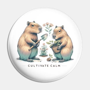 Cultivate Calm Capybara Gardening Pin