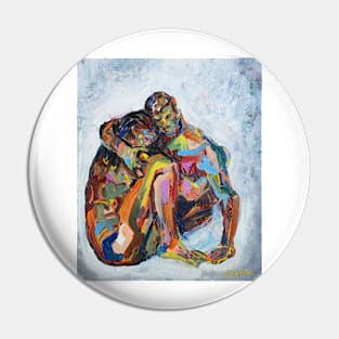 Two Abstract colourful figurative nudes lovers Pin