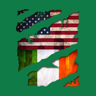 State Patty's Day Shirt - American Flag Irish Flag T-Shirt