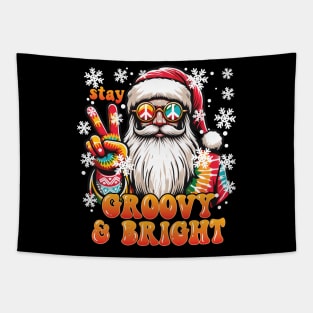 Stay Groovy and Bright Santa Retro Christmas Design Tapestry