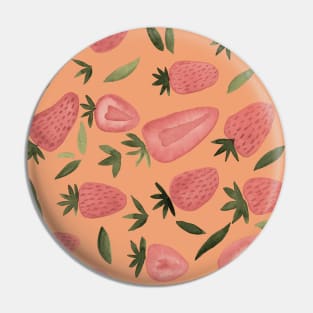 Watercolors strawberries - dusty pink on beige Pin