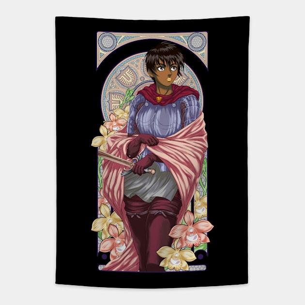 Art Nouveau of a Beautiful Warrior (Alternate) Tapestry by manoystee