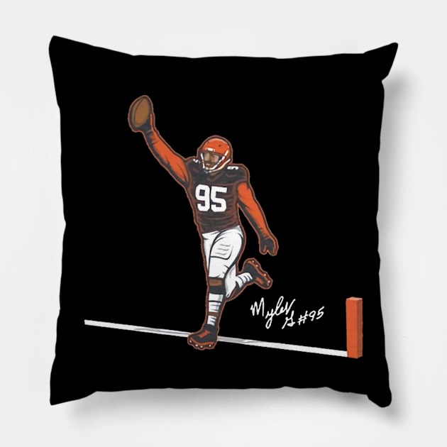 Myles Garrett Flash For Six Pillow by Chunta_Design