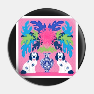 Staffordshire Dogs and chrysanthemum Pin