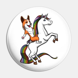 Corgi Dog Riding Unicorn Pin
