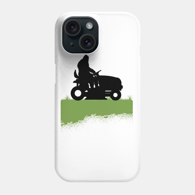 Bigfoot Riding Lawnmower Sasquatch Mowing The Lawn Phone Case by Tesszero