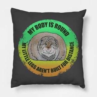 Round Pallas Cat Green Yellow Pillow