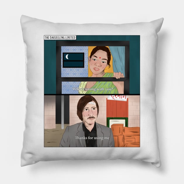 The Darjeeling Limited Pillow by ouiouicathy