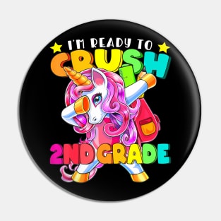 Crush 2Nd Grade Dabbing Unicorn Back To School Girls Pin