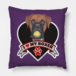 Cute Funny I Love My Boxer Design Pillow