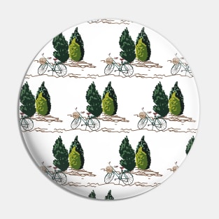 Vintage bicycle and pine trees Pin