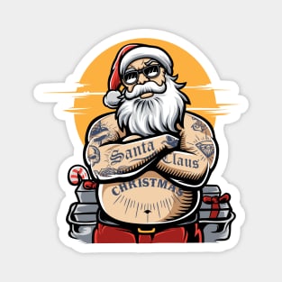 Awesome Tattooed Santa Claus Illustration Magnet