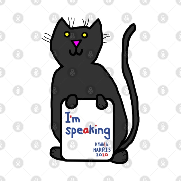 Small Cat with Kamala Harris VP Debate Quote by ellenhenryart