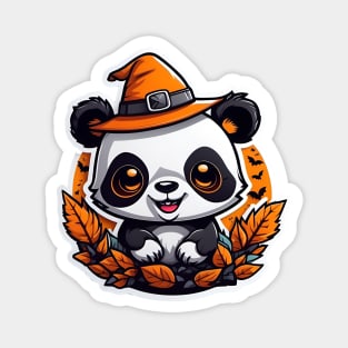 A adorable panda bear wearing a witch hat, halloween art Magnet