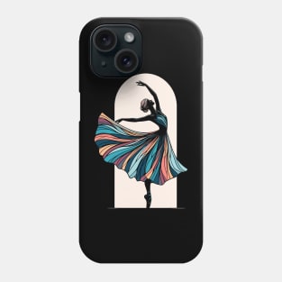 Ballet dancer with an elegant dress in the arch, dark background, ballet dance pose, Vector Phone Case