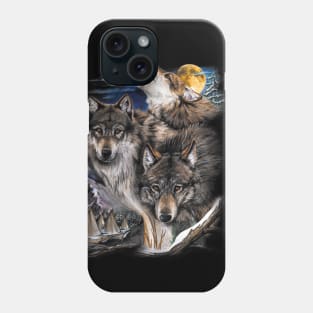 Howling Wolves in full moon Phone Case