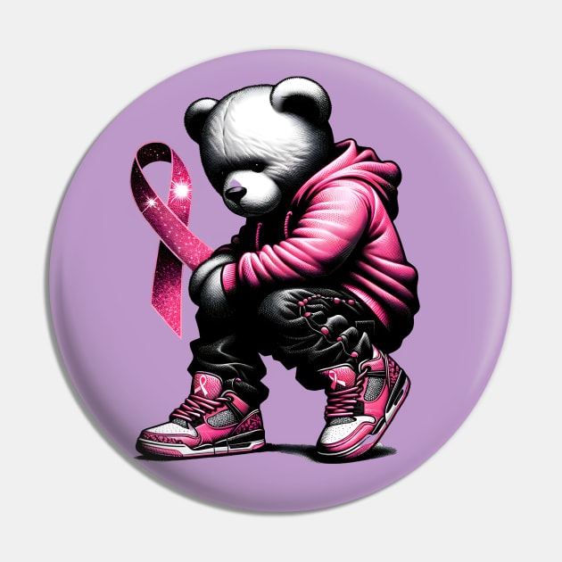 Breast Cancer Awareness Teddy Bear Pin by Blue Raven Designs